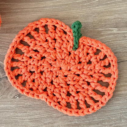 Pumpkin Coaster Set Crochet Pattern - 8 Coasters