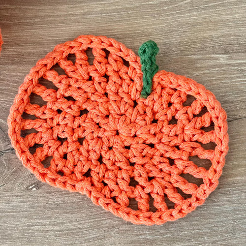 Pumpkin Coaster Set Crochet Pattern - 8 Coasters